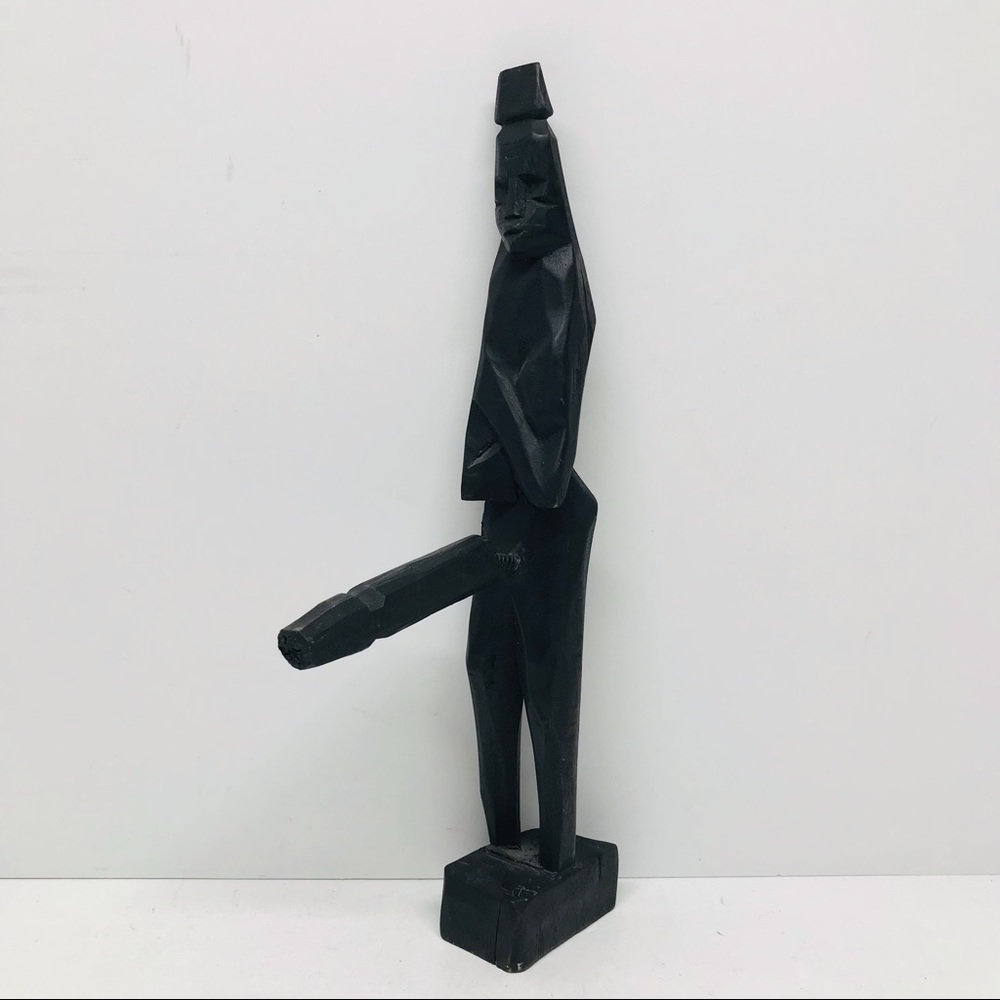 VTG African Wood Carving Ancient God of Fertility Phallic Endowed BBC 11in Tall
